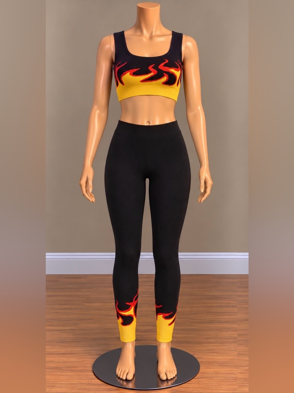 Sugar Popped Y2K Flame Knit Crop Top High Rise Legging Set Small NWT